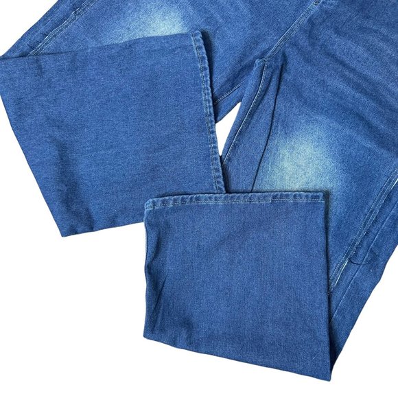 Womens Retro Jeans Size 2XL Blue High Rise Straight Leg Washed Denim Stretch - Picture 12 of 14